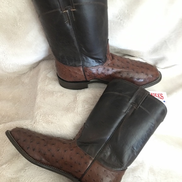 Cavender’s men’s round toe ostrich print western romper boots. - Picture 4 of 4